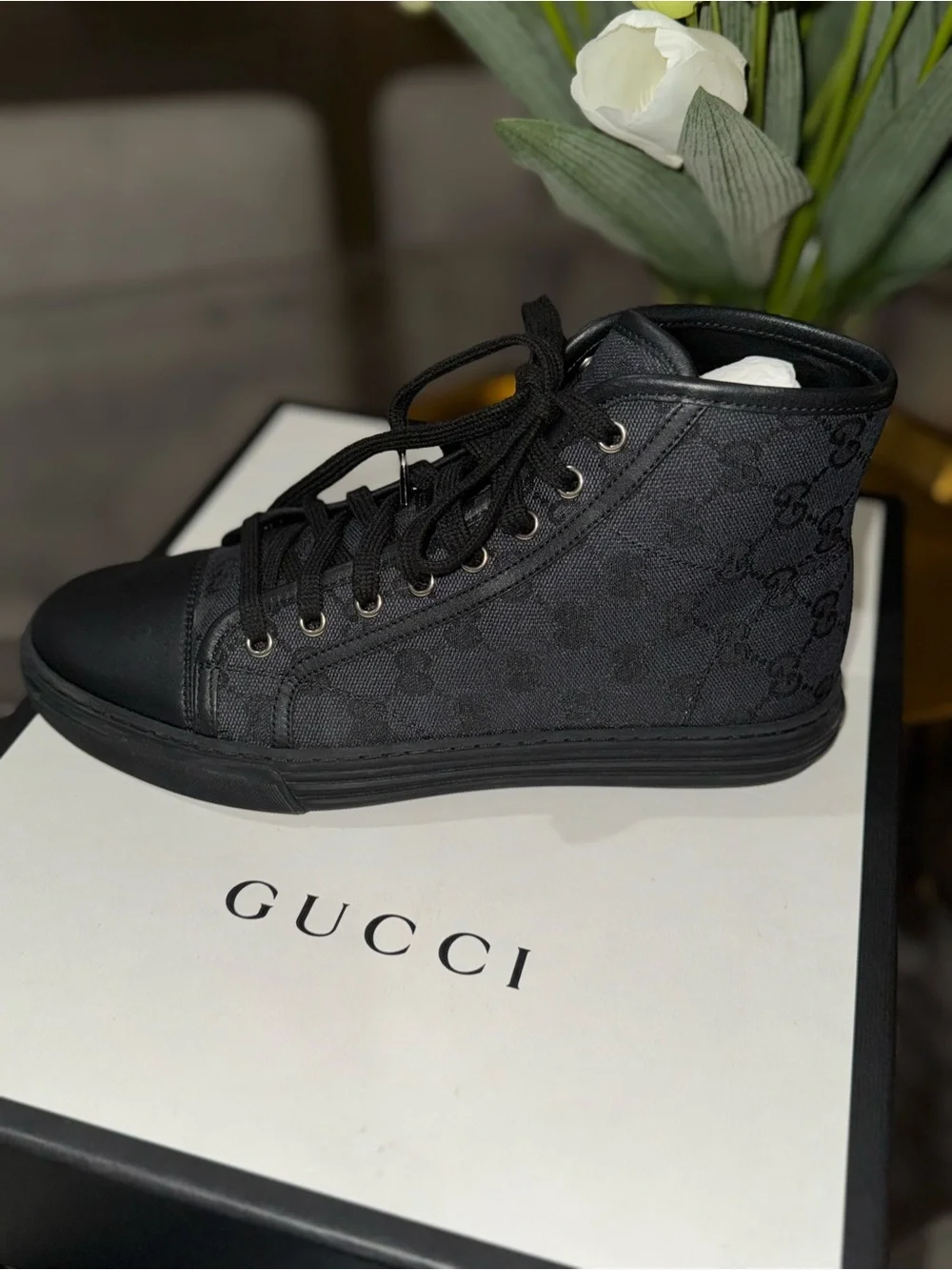 Gucci Black High-Top GG Canvas Sneaker